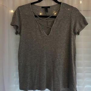 Light grey front crossed tee